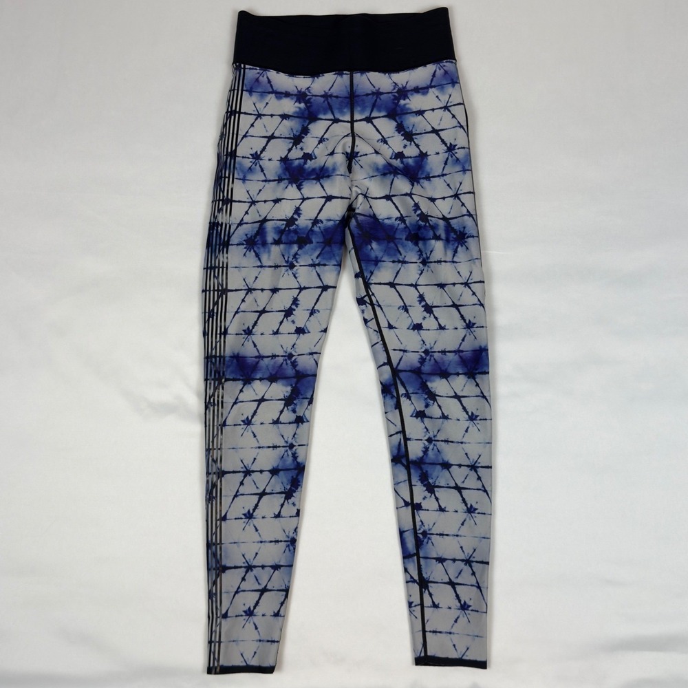 Ultracor Blue White Tie Dye Geometric Side Stripe Leggings Womens Size Medium